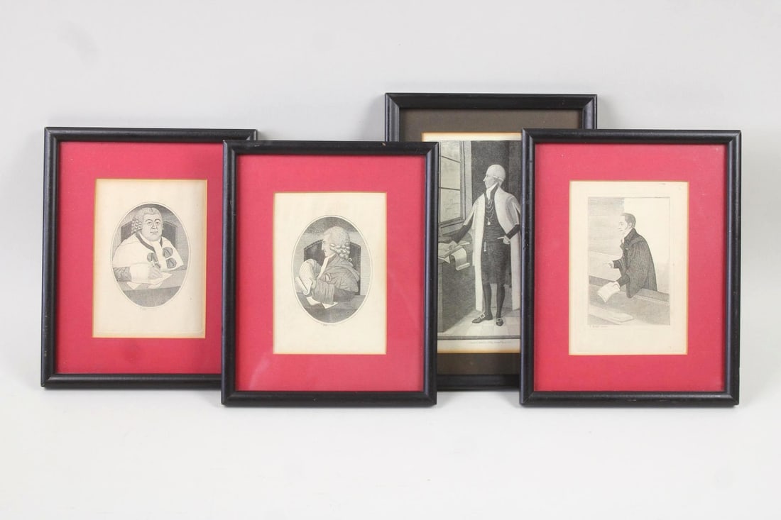 Lot of 4 Framed Portraits, Prints of Notable Scottish Male Figures by John Kay (1 of 17)