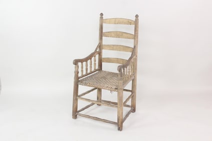 Antique Ladderback & Spindle Side Arm Chair
