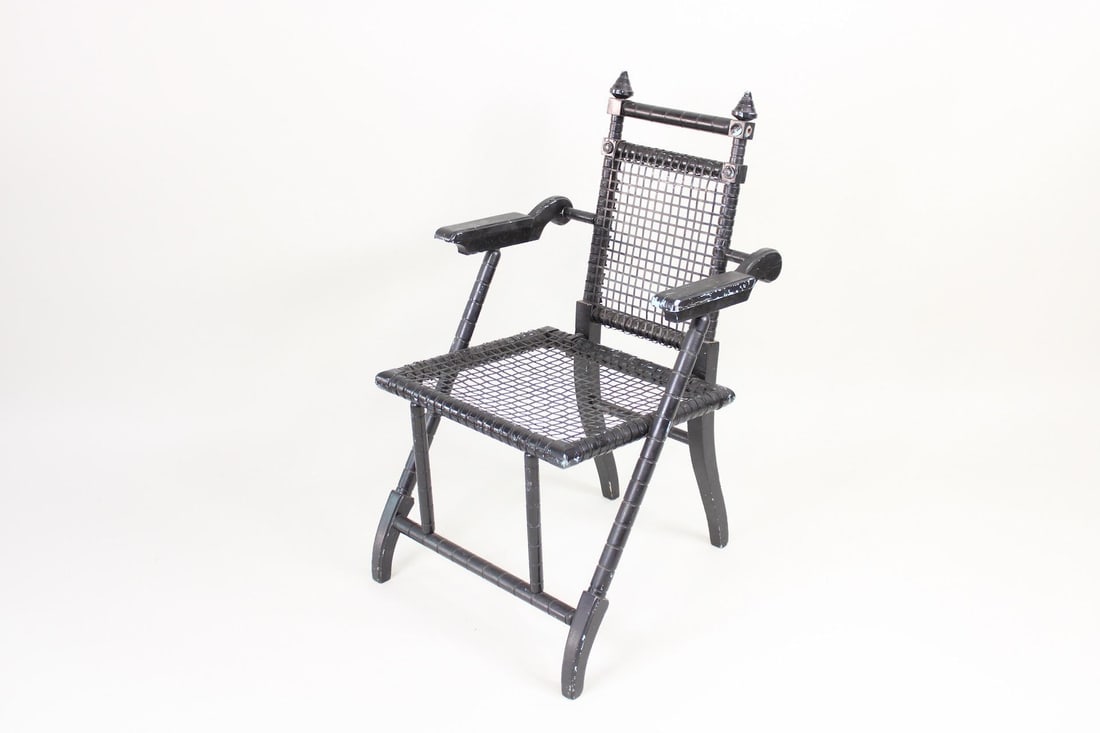George Hunzinger Black Wood & Mesh Chair 1876 (1 of 14)