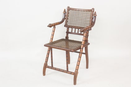 George Hunzinger Aesthetic Movement Wood & Mesh Armchair 1876