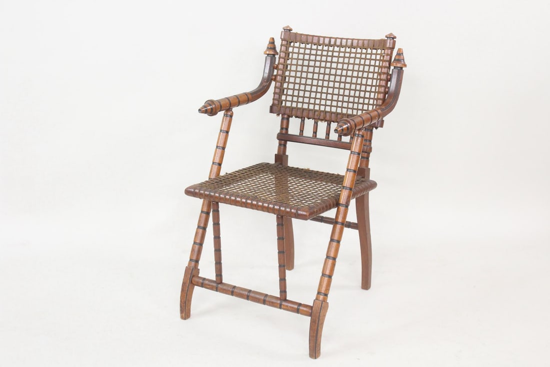 George Hunzinger Aesthetic Movement Wood & Mesh Armchair 1876 (1 of 13)
