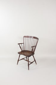 19th C. Primitive Step Down Windsor Armchair