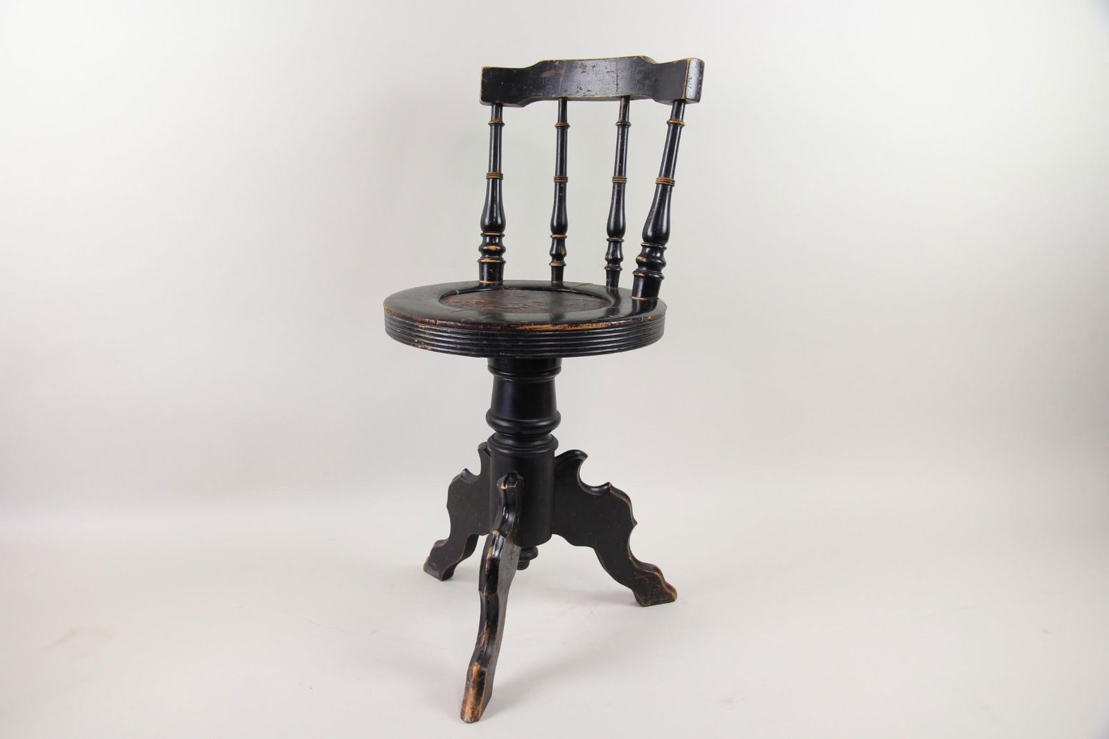 Ebonized Black Victorian Piano Chair (1 of 11)