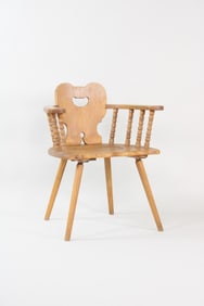 Mid-Century Modern Swiss Pine Farm House Armchair