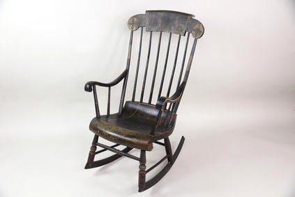Farmhouse Windsor Rocking Chair, Black Paint