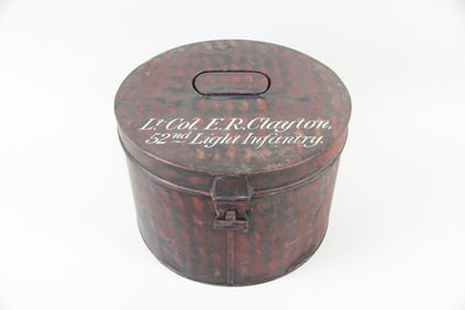 Sponge Decorated Toleware Military Hat Box