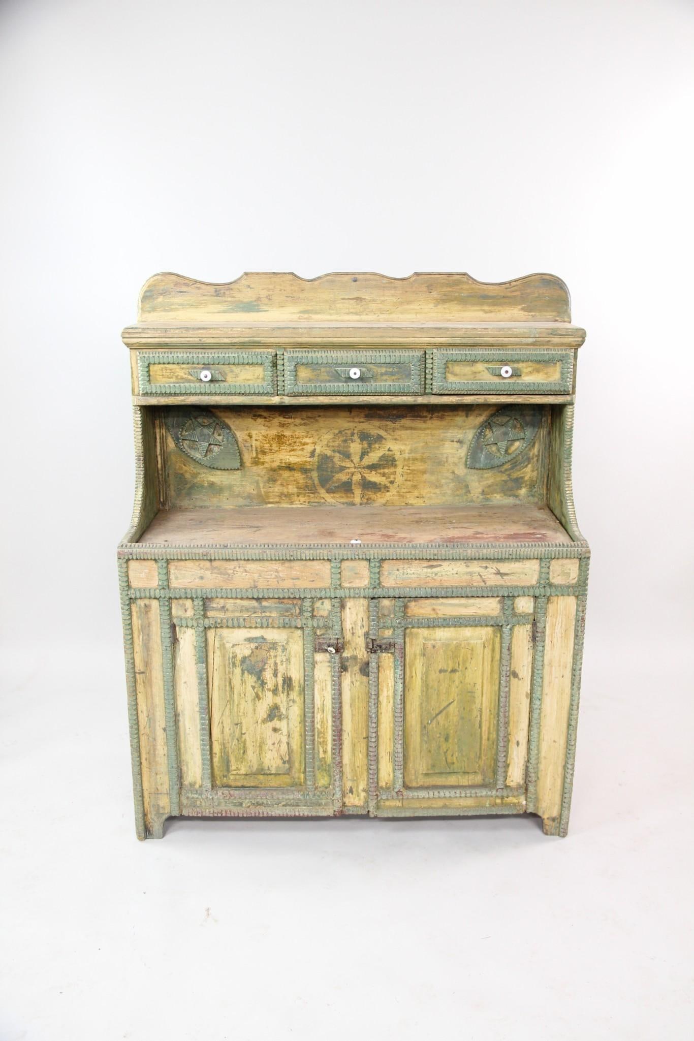 Painted Tramp Folk Art Dry Sink (1 of 13)