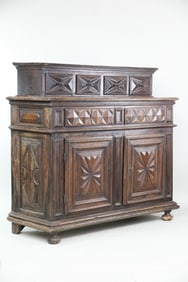2-Piece European Carved Walnut Cabinet Cupboard