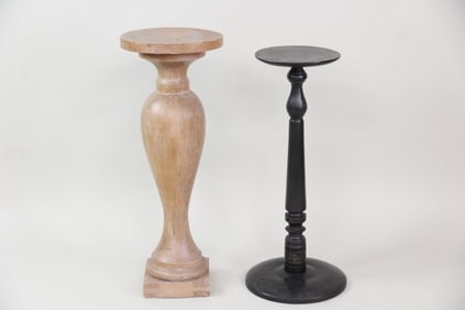 Pair of Turned Wooden Pedestal Display Stands