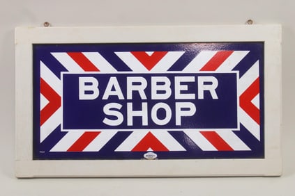 Porcelain Enamel Marvy Barber Shop Sign