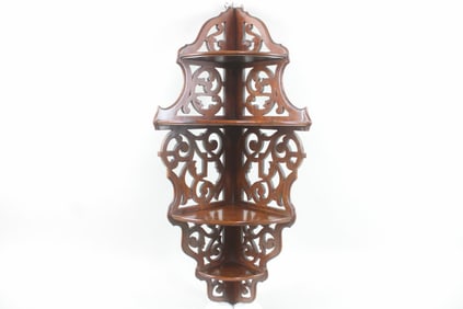 Victorian Fretwork 4 Tier Wooden Corner Shelf