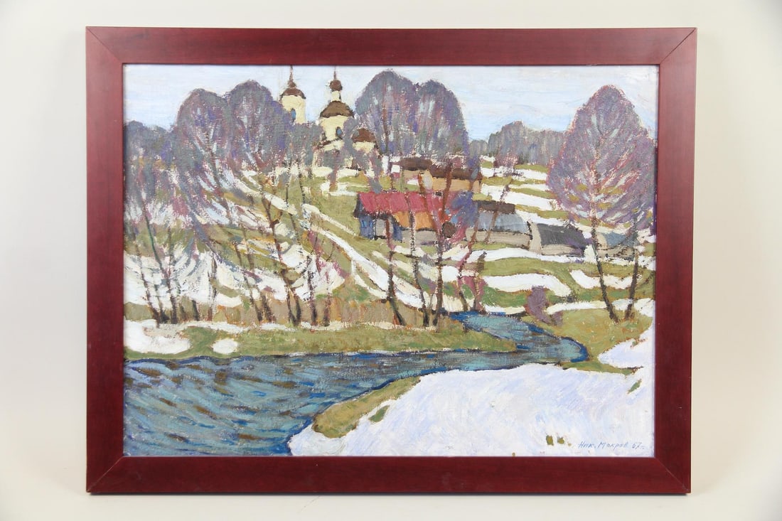Nikolay Mokrov Landscape Painting "The Last Snow" 1967 (1 of 11)