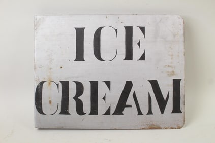 Double Sided Silver & Black Metal Ice Cream Parlor Sign