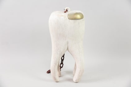 Contemporary Figural Tooth with Gold Filling Dentist Trade Sign