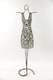 Brutalist Metal Dress Form Sculpture Store Display