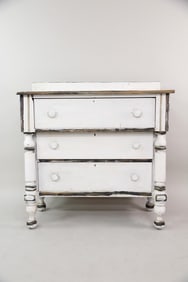 Primitive Black & White Painted Chest of Drawers