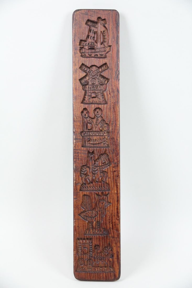 Folk Art Carved Wooden Cookie Mold, Speclaas Plank (1 of 6)