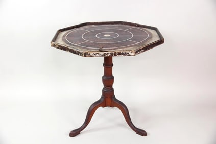 Primitive Octagonal Wooden Game Board Side Table