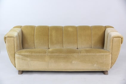 Minimalist Art Deco Danish Mohair Sofa