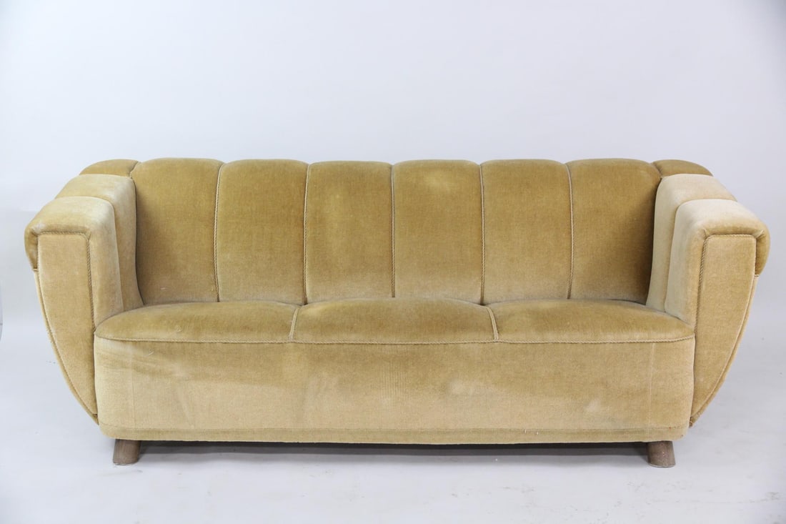 Minimalist Art Deco Danish Mohair Sofa (1 of 12)