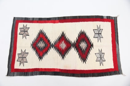 Navajo Dine Wool Saddle Blanket Rug, Valero Stars