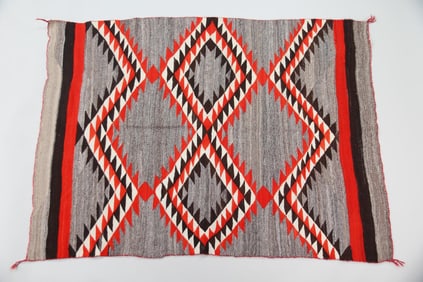 Navajo Dine Wool Eye Dazzler Rug, Gray & Red