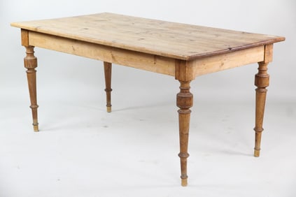 Scrub Top Wooden Farm Table with Turned Legs