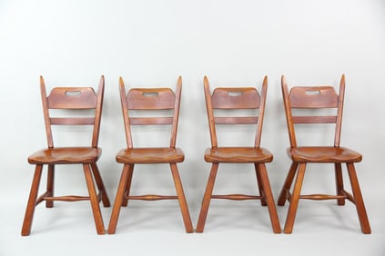 Set of 4 Herman Devries for Cushman Crown Back Maple Chairs