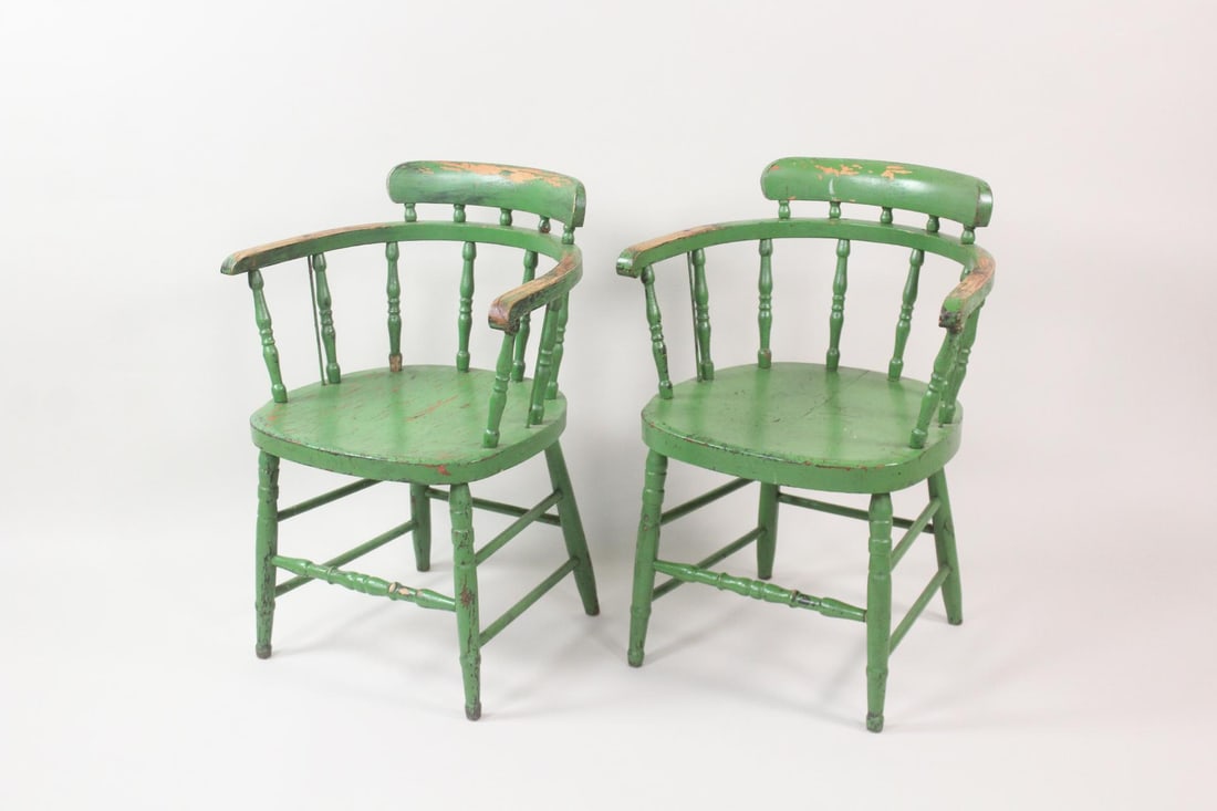 Pair of Green Painted Spindle Back Windsor Chairs (1 of 12)