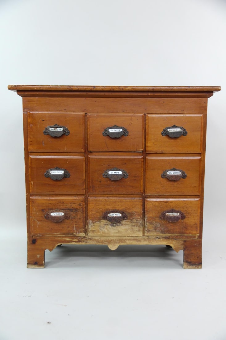 Multidrawer Apothecary Cabinet with Reverse Painted Glass Labels (1 of 13)