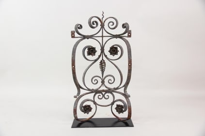 Wrought Iron Floral Architectural Element on Stand
