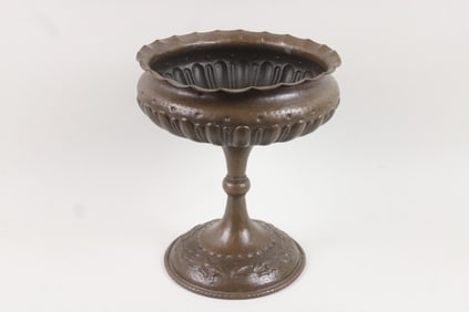Hammered Brass Compote or Footed Bowl, Egidio Casagrande