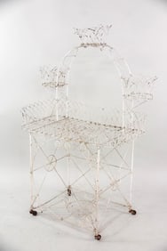 Victorian 3-Tier Painted Wire Work Plant Stand, Etagere