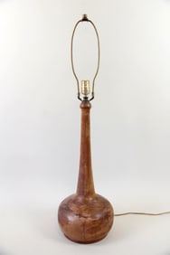 Danish Modern Sculptural Turned Wood Lamp