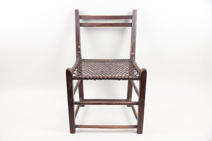 Woven Rawhide & Wood Snowshoe Chair