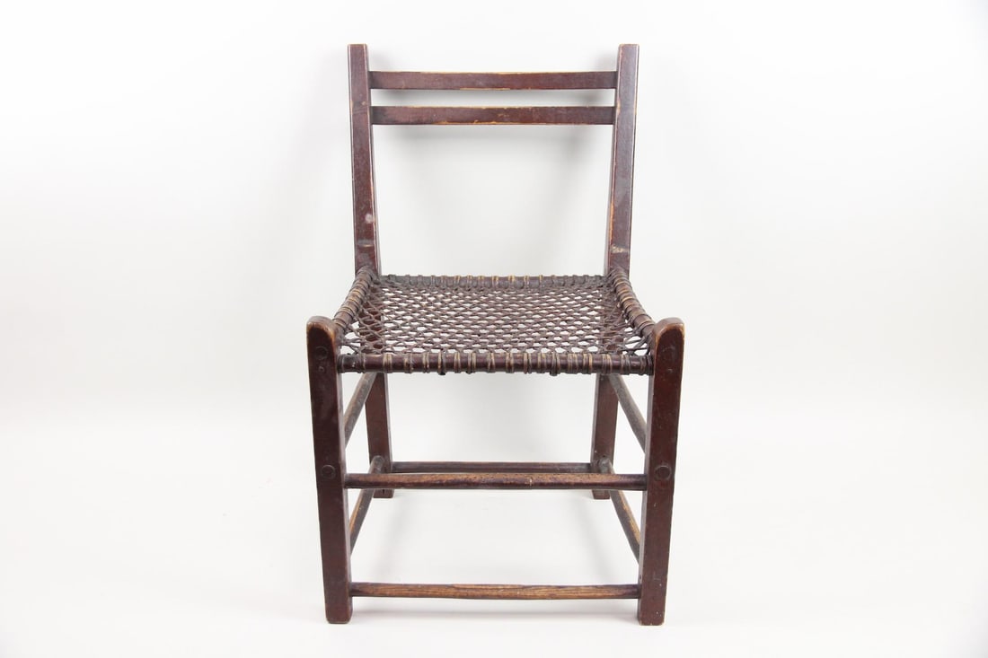 Woven Rawhide & Wood Snowshoe Chair (1 of 14)