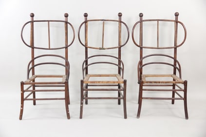 Set of 3 Folk Art Sculptural Wooden Stick and Ball Chairs