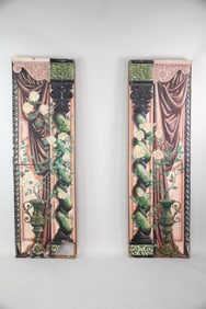 7 Ft William Cameron Menzies Theater Set Design Panels, Roses & Columns