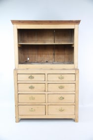 Pine Stepback Hutch with Multidrawer Base