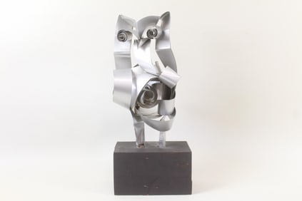 Aluminum Ribbon Owl Folk Art Sculpture