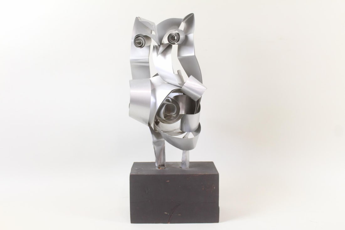 Aluminum Ribbon Owl Folk Art Sculpture (1 of 9)