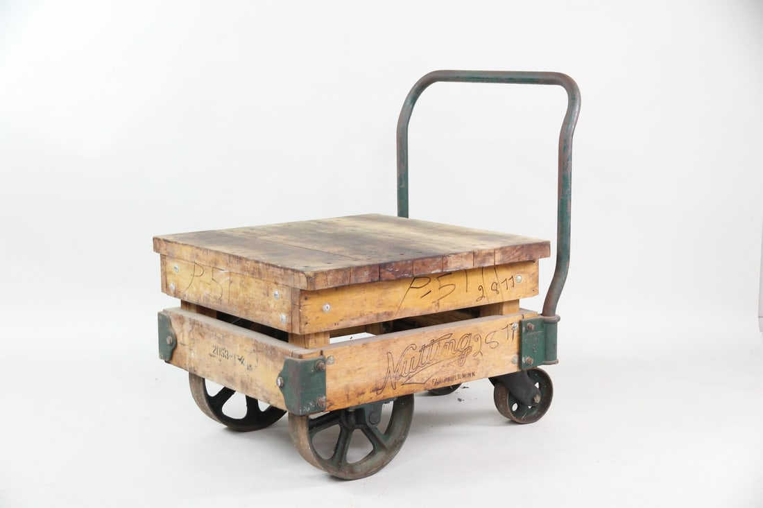 Nutting Industrial Wood & Iron Factory Freight Cart (1 of 13)