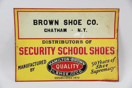 Enameled Tin Sign, Hamilton Brown Shoe Co, Chatham NY