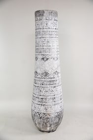 Hand-Carved Palm Trunk Vessel Pot, 7-ft Tall