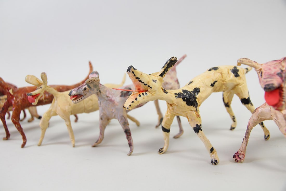 Group of 9 Outsider Folk Art Masking Tape Dog Figures (1 of 12)