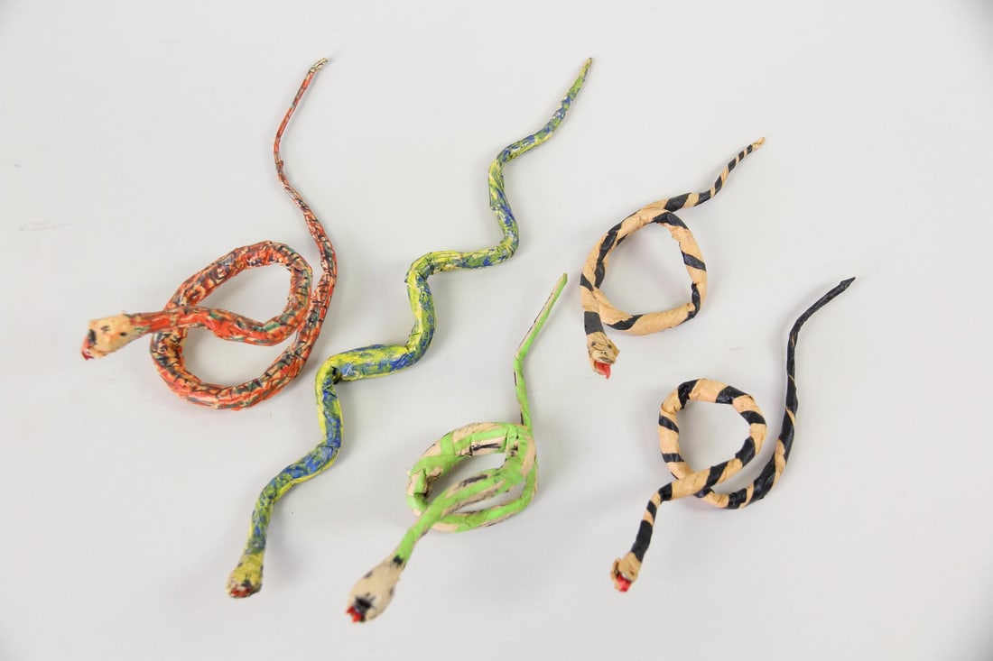 Group of 5 Outsider Folk Art Masking Tape Snakes (1 of 9)