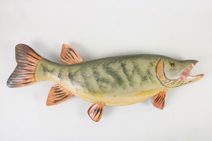 Fred & Sally Schieber F&S Folk Art Muskie Fish Decoy