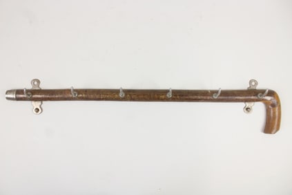 Carved Wood Cane Shaped Wall Coat Rack
