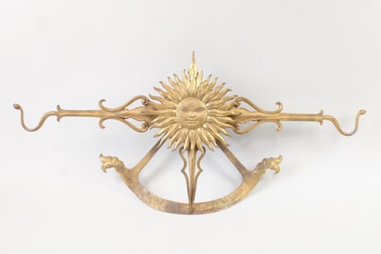 Italian Gilded Gold Toleware Wall Scale, Sun Motif by Palladio