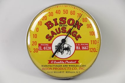 Bison Brand Sausage Thermometer Sign, Buffalo, NY